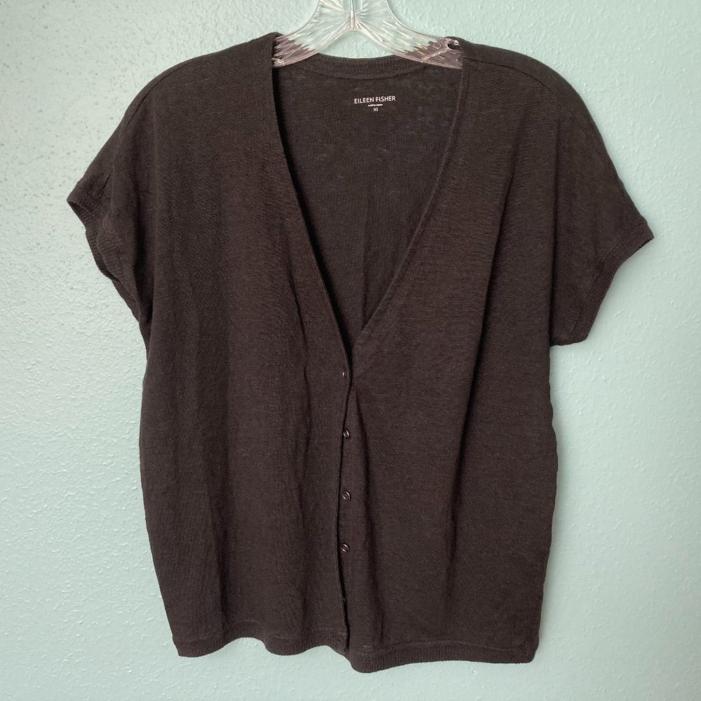Eileen Fisher Lightweight Short Sleeve Linen Cardigan